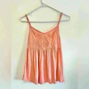 Forever 21 Lace Peach Spaghetti Strap Baby Doll Top
